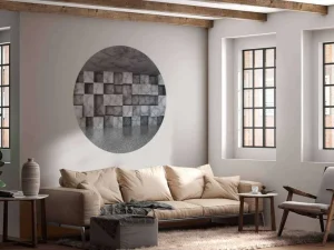 Sale Betonnen ruimte met kubussen tegen de muur fotobehang 3d