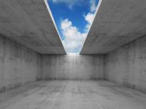 Best Betonnen ruimte met open dak fotobehang 3d