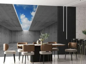 Best Betonnen ruimte met open dak fotobehang 3d