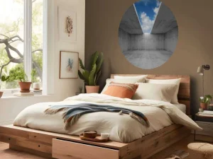 Best Betonnen ruimte met open dak fotobehang 3d