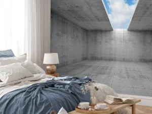 Best Betonnen ruimte met open dak fotobehang 3d