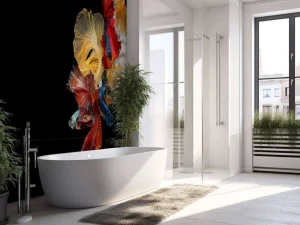 Fashion Betta vissen met een zwarte achtergrond fotobehang Dieren