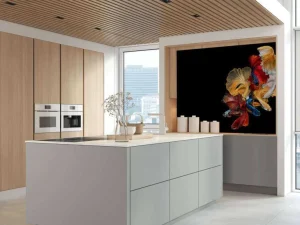 Fashion Betta vissen met een zwarte achtergrond fotobehang Dieren