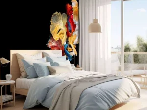 Fashion Betta vissen met een zwarte achtergrond fotobehang Dieren