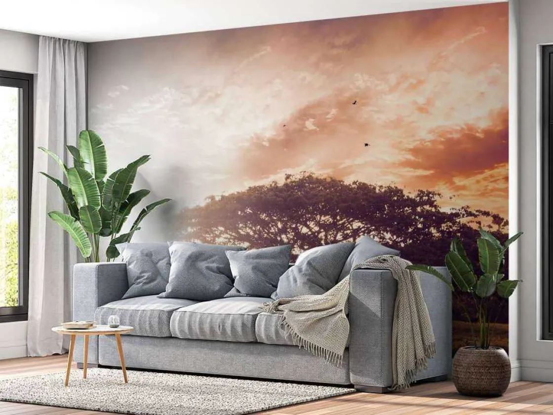bewerkte_foto_van_een_boo_2.webp Fashion Bewerkte foto van een boom bij zonsondergang fotobehang Bloemen