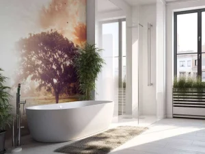 Fashion Bewerkte foto van een boom bij zonsondergang fotobehang Bloemen