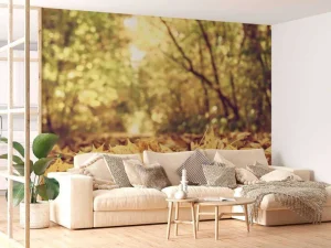 Outlet Bladeren in het Bos tijdens de Herfst fotobehang Bloemen