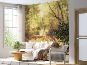 Outlet Bladeren in het Bos tijdens de Herfst fotobehang Bloemen