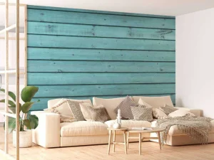 Sale Blauw geverfd hout fotobehang Tienerkamer | Oppervlakten