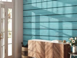 Sale Blauw geverfd hout fotobehang Tienerkamer | Oppervlakten