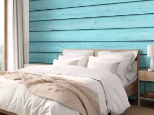 Sale Blauw geverfd hout fotobehang Tienerkamer | Oppervlakten