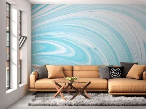 Online Blauw verfmengsel fotobehang Oppervlakten