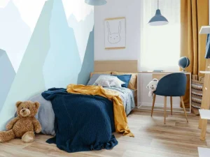 Clearance Blauwe bergen fotobehang Babykamer