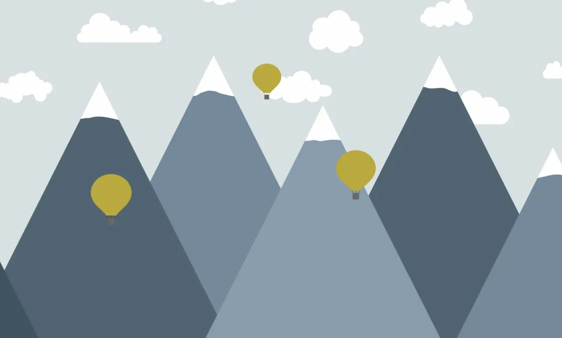 blauwe_bergen_met_luchtba_0.webp Sale Blauwe bergen met luchtballonnen Kinderkamer