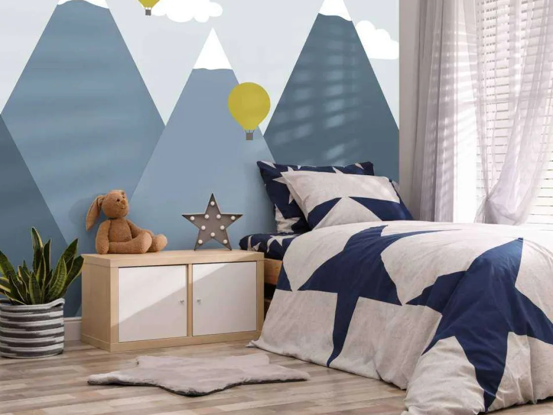 blauwe_bergen_met_luchtba_4.webp Sale Blauwe bergen met luchtballonnen Kinderkamer