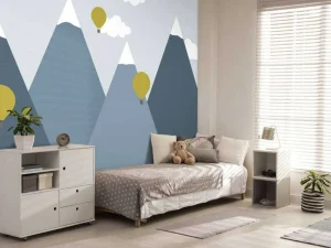 Sale Blauwe bergen met luchtballonnen Kinderkamer