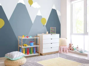 Sale Blauwe bergen met luchtballonnen Kinderkamer