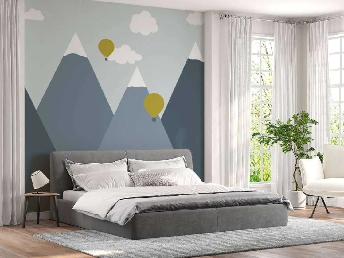 blauwe_bergen_met_luchtba_9.webp Sale Blauwe bergen met luchtballonnen Kinderkamer