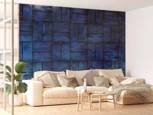 Sale Blauwe gevlochten textuur fotobehang Tienerkamer | Oppervlakten