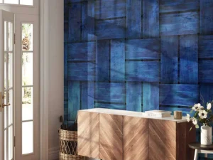 Sale Blauwe gevlochten textuur fotobehang Tienerkamer | Oppervlakten