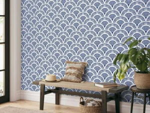 Sale Blauwe golfjes print fotobehang Hobbykamer | Gang
