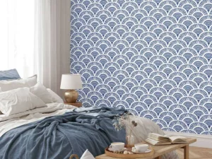 Sale Blauwe golfjes print fotobehang Hobbykamer | Gang