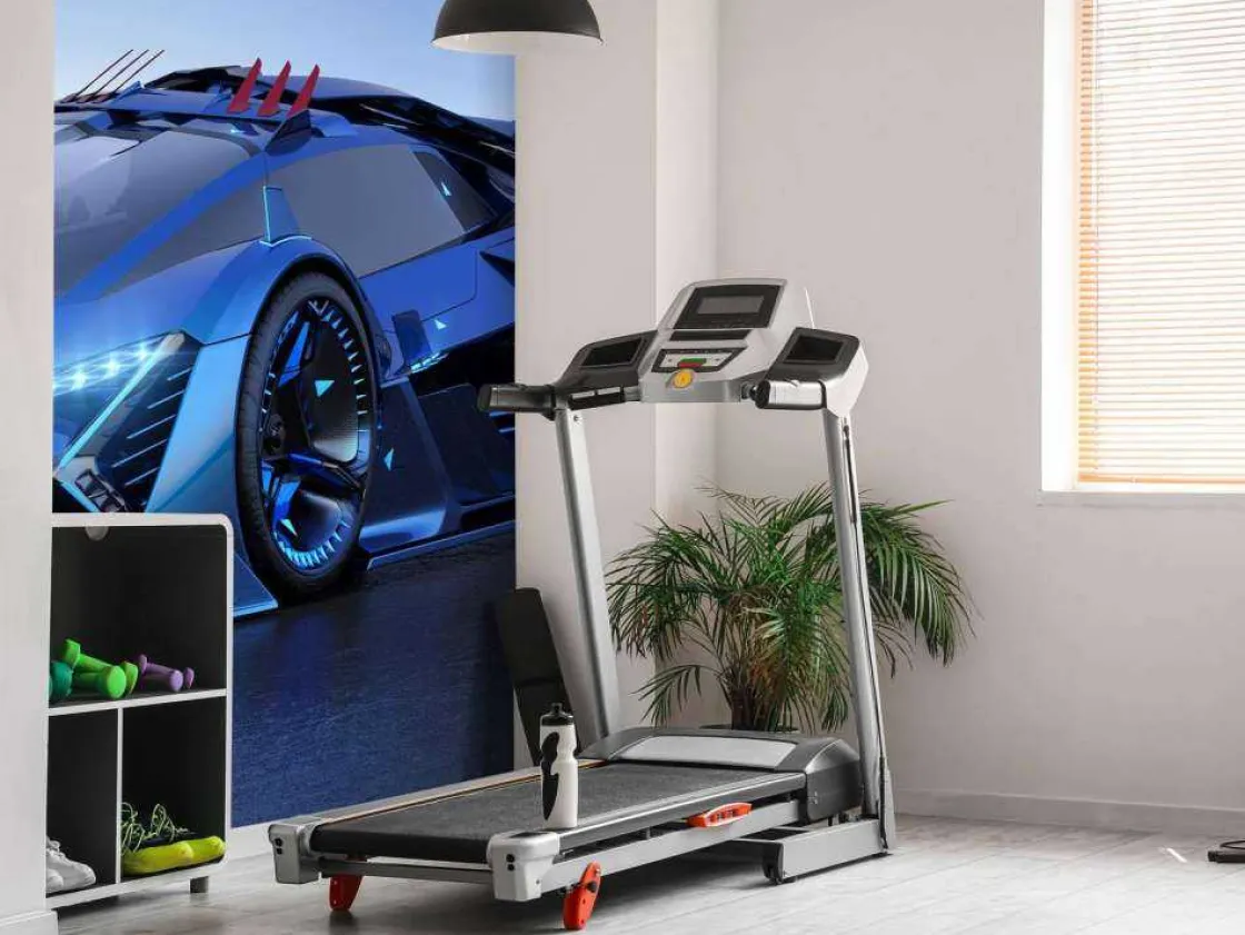 blauwe_hypercar_in_d_foto_5.webp Clearance Blauwe hypercar in 3D fotobehang Kinderkamer | Transport