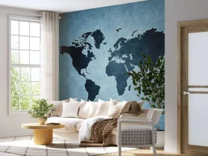 Sale Blauwe wereldkaart fotobehang Gang