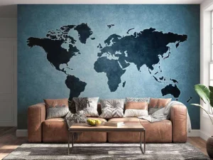 Sale Blauwe wereldkaart fotobehang Gang