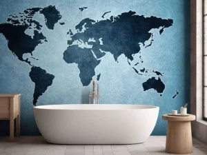 Sale Blauwe wereldkaart fotobehang Gang