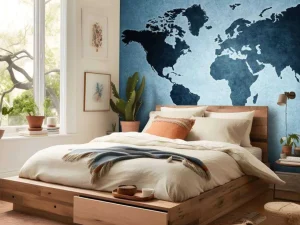Sale Blauwe wereldkaart fotobehang Gang