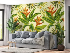 Best Bloemen en bladeren print fotobehang Bloemen