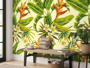 Best Bloemen en bladeren print fotobehang Bloemen