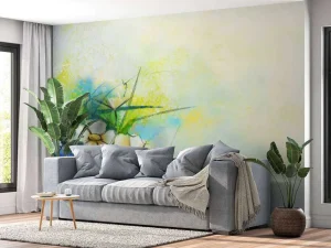 Hot Bloemen schilderij met een wazige achtergrond fotobehang Kunst & Design | Bloemen