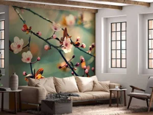 Clearance Bloesem in Volle Bloei met Groene Achtergrond fotobehang Bloemen