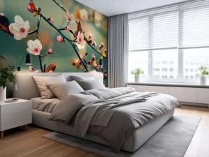 Clearance Bloesem in Volle Bloei met Groene Achtergrond fotobehang Bloemen
