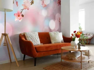 Online Bloesem met wazige achtergrond fotobehang Bloemen