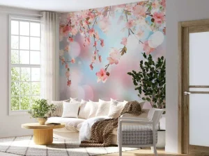 Online Bloesem met wazige achtergrond fotobehang Bloemen