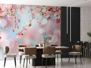 Online Bloesem met wazige achtergrond fotobehang Bloemen