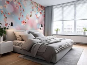 Online Bloesem met wazige achtergrond fotobehang Bloemen