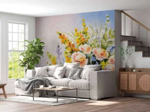 Hot Boeket met zomerse bloemen fotobehang Kunst & Design | Bloemen