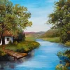 Sale Boerderij met een zomers landschap schilderij fotobehang Kunst & Design