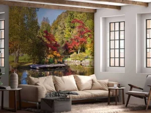 Fashion Bomen achter het Water fotobehang Bloemen