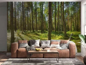 Discount Bomen in het Bos fotobehang Bloemen