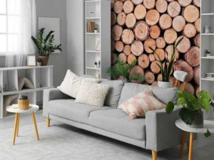 Online Boomstammen stapel fotobehang Hobbykamer | Gang