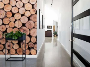 Online Boomstammen stapel fotobehang Hobbykamer | Gang