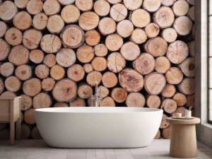 Online Boomstammen stapel fotobehang Hobbykamer | Gang