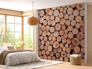 Online Boomstammen stapel fotobehang Hobbykamer | Gang