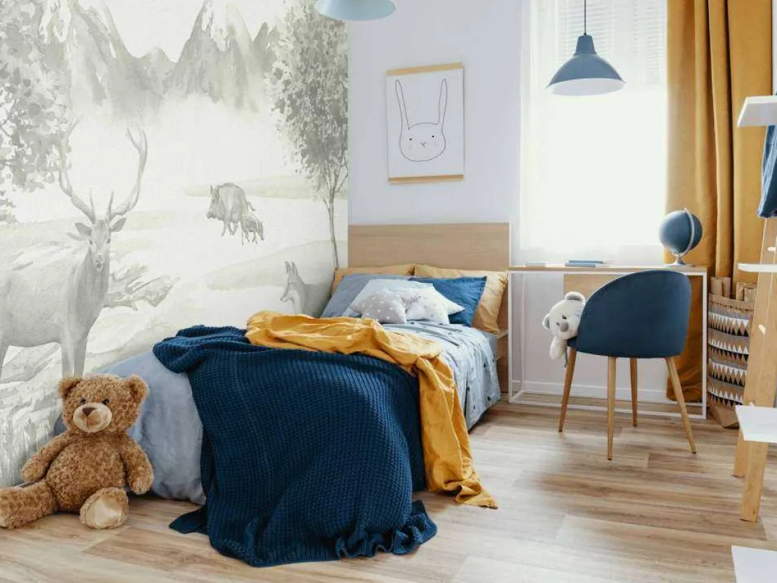 bos_met_dieren_in_groen_5.webp Hot Bos met dieren in groen Kinderkamer | Dieren