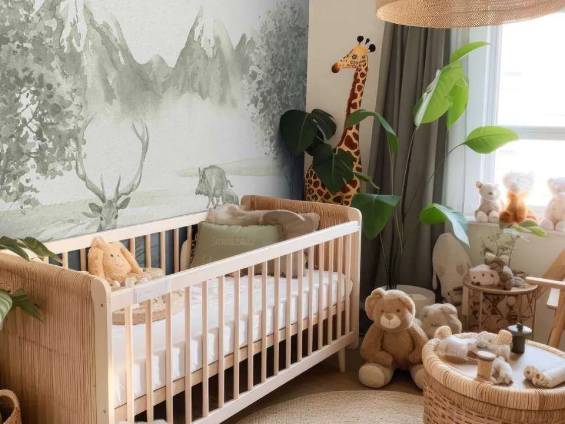 bos_met_dieren_in_groen_6.webp Hot Bos met dieren in groen Kinderkamer | Dieren